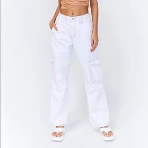 UTILITY CARGO DENIM JEANS WHITE